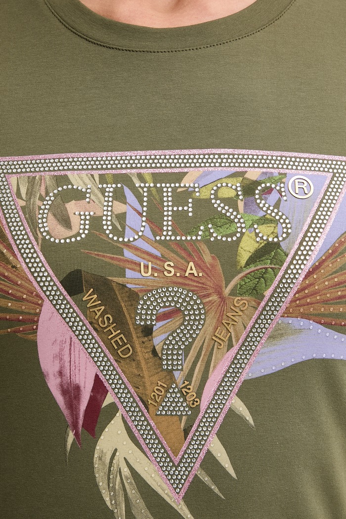 Guess t-shirt női pamut elasztánnal PALM W6YI26.K4345 zöld
