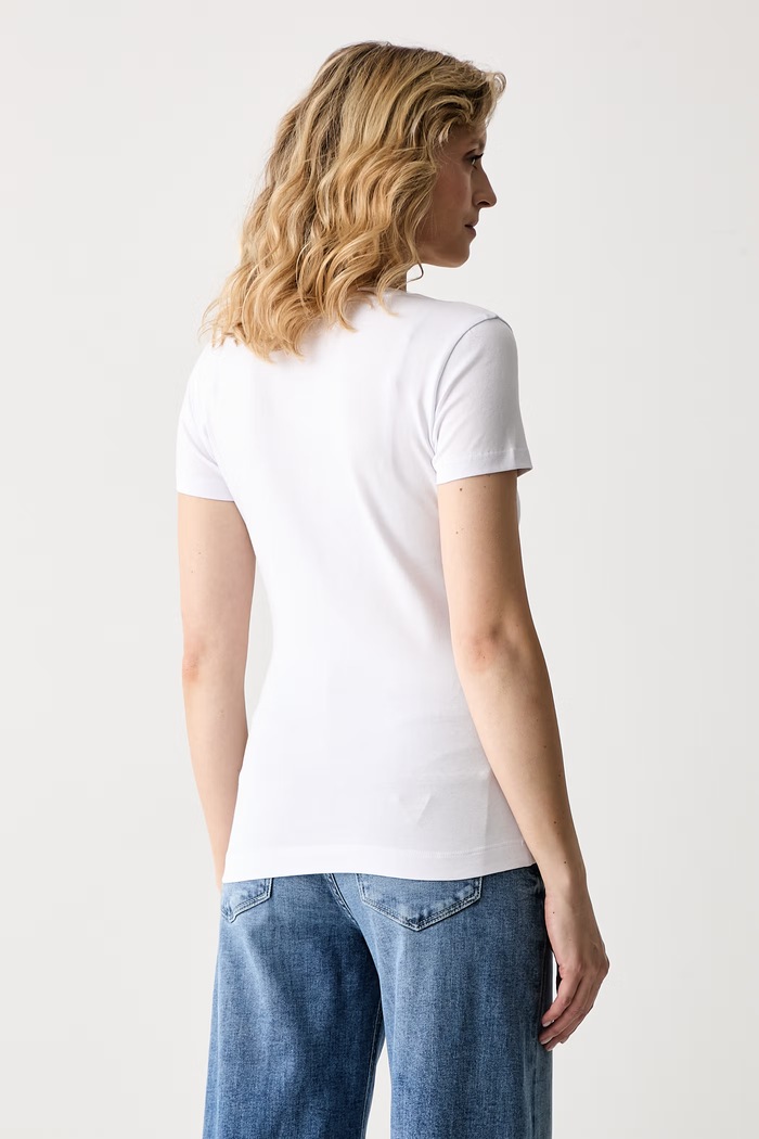 Îmbrăcăminte Guess tricou pentru femei, din bumbac cu elastan PAISLEY W6YI25.K4344 alb