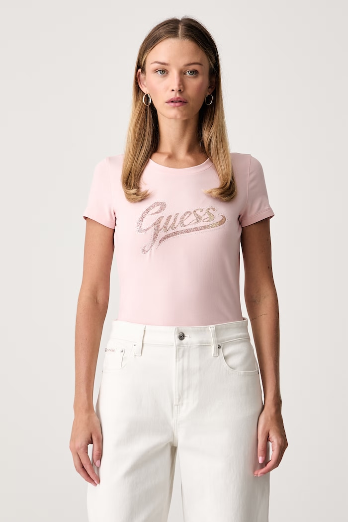 Guess tricou pentru femei cu bumbac roz W6YI21.K4337