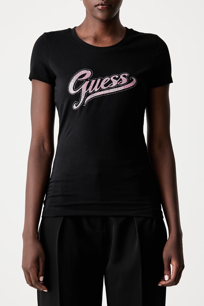 Guess тениска дамска с памук черен W6YI21.K4337