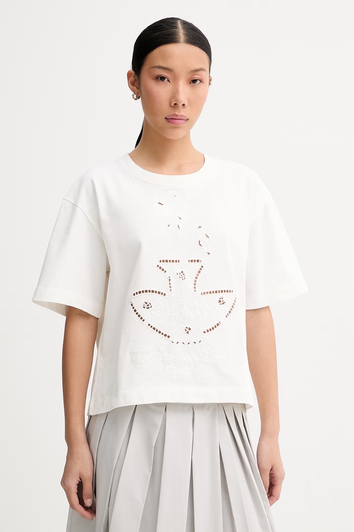 MUNTHE tricou pentru femei, din bumbac NELLAMY bej 262113526267