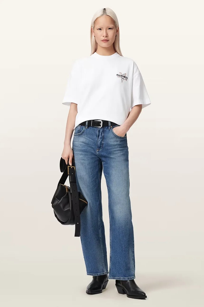 Ruházat AllSaints oversize női pamut PENTACLE W171JE fehér