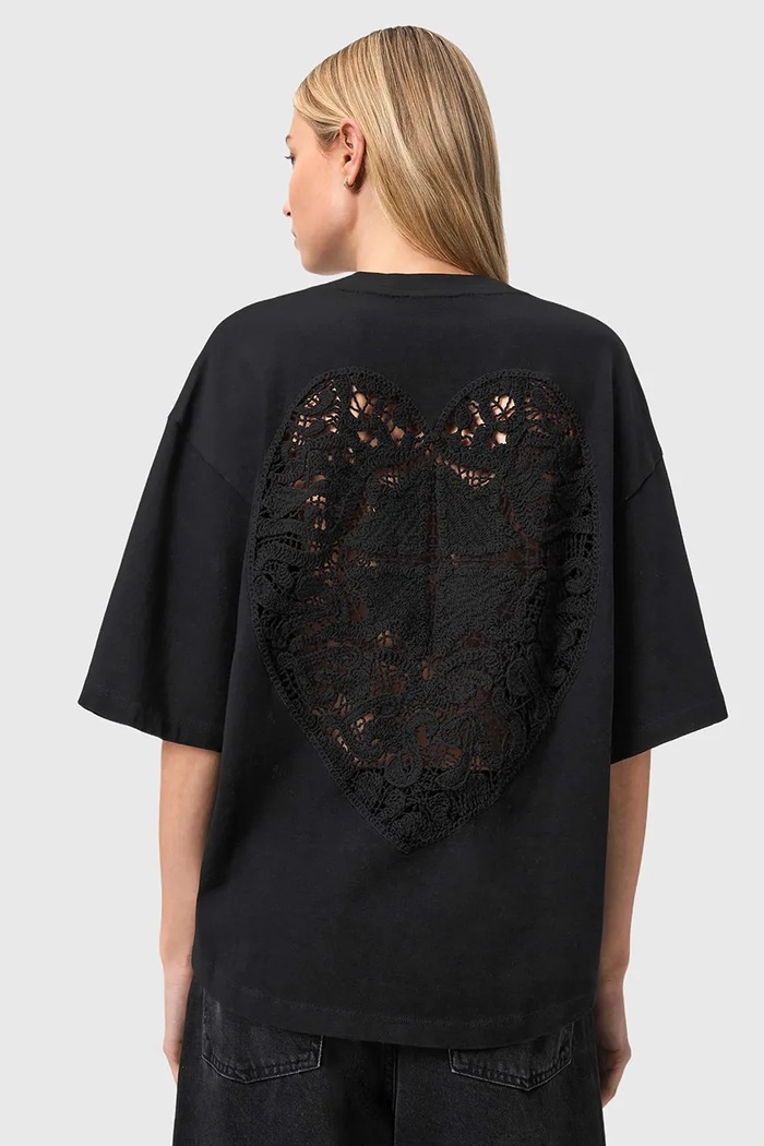 AllSaints oversize kratka majica ženska bombažna ESME črna W131JE