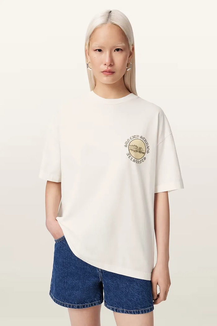 AllSaints tričko dámske bavlnené SUN W122JE biela AW26