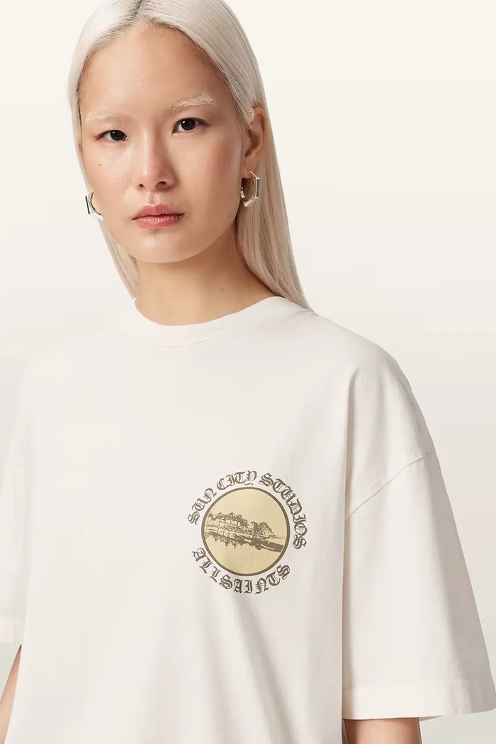 AllSaints tričko dámske bavlnené SUN biela W122JE