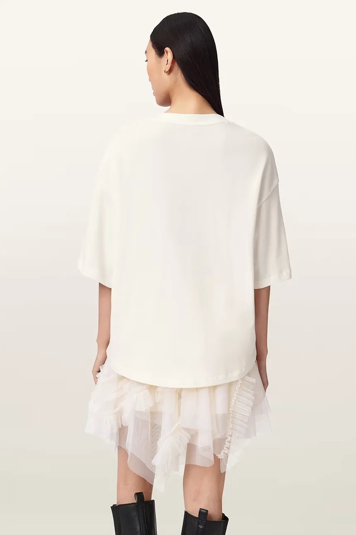 AllSaints tricou oversized pentru femei, din bumbac ICON W117JE alb AW26