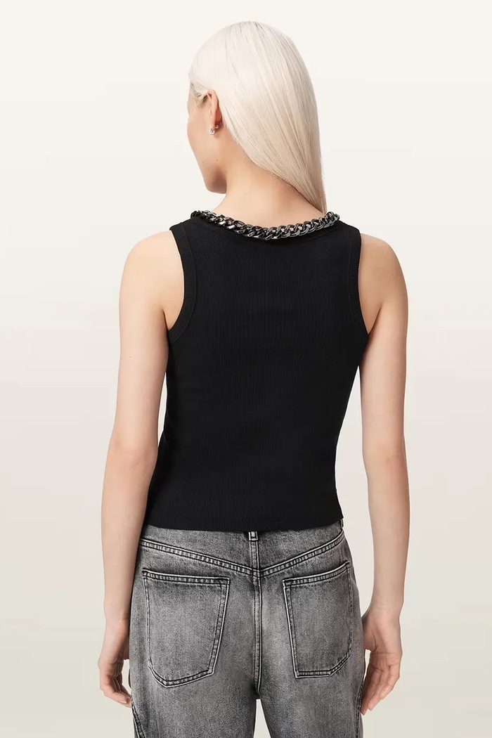 AllSaints top damski z bawełną LUCY W103JE czarny AW26