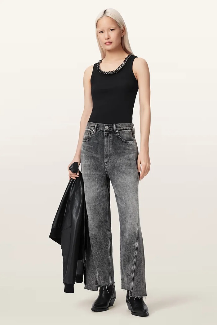 Odzież AllSaints top damski z bawełną LUCY W103JE czarny