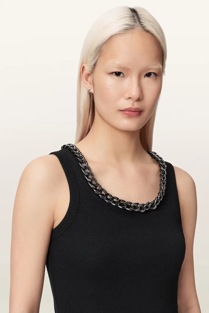 AllSaints top damski z bawełną LUCY czarny W103JE