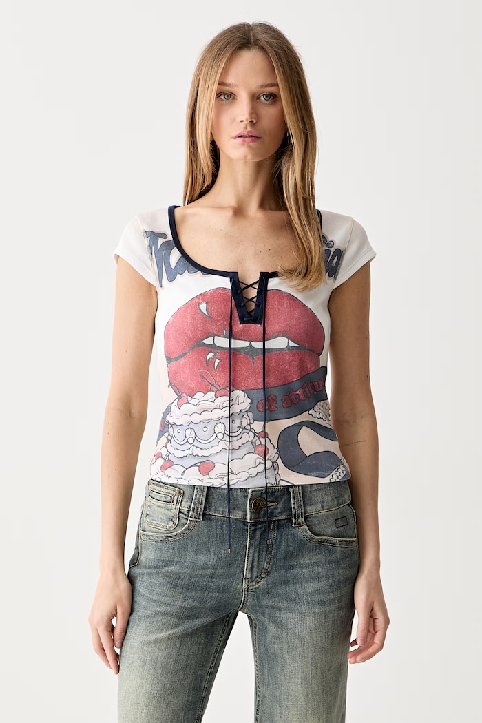 Miss Sixty t-shirt da donna con cotone bianco 6M2SJ37600