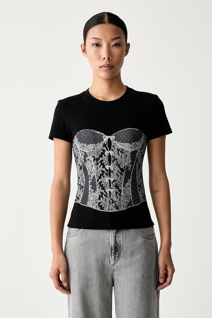 Miss Sixty T-shirt damski bawełniany z elastanem czarny 6M2SJ14200