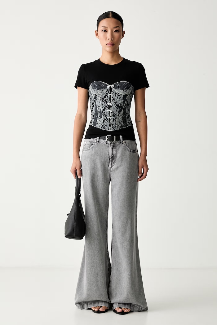 Miss Sixty T-shirt damski bawełniany z elastanem 6M2SJ14200 czarny AW26