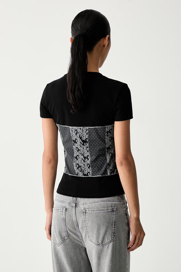 Odzież Miss Sixty T-shirt damski bawełniany z elastanem 6M2SJ14200 czarny