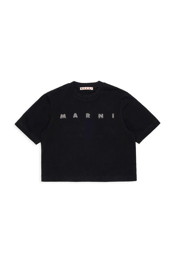 Marni T-shirt dziecięcy bawełniany czarny M01968.M00SG