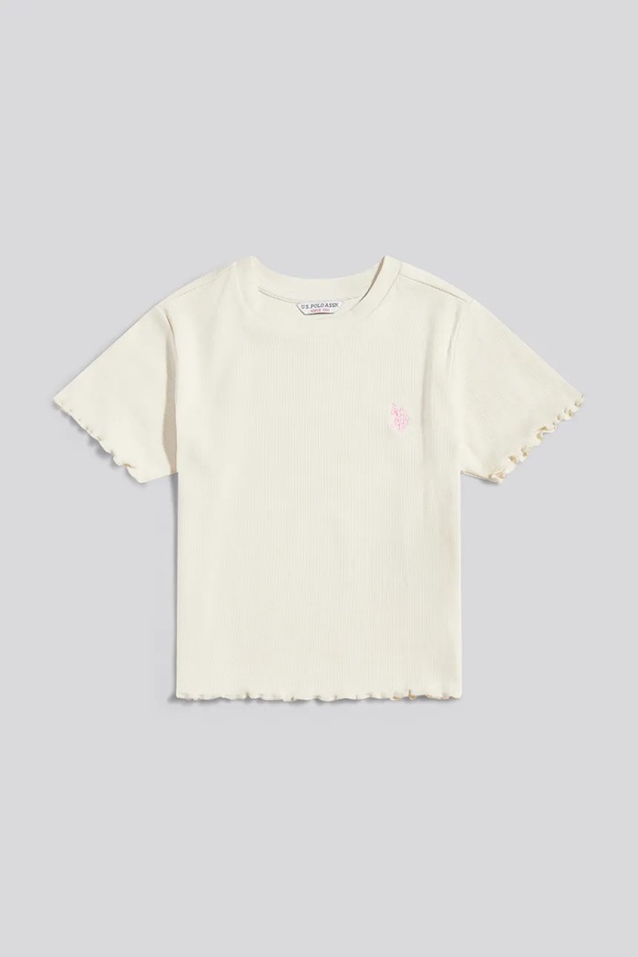 U.S. Polo Assn. T-shirt dziecięcy bawełniany z elastanem USG2119.879 beżowy AW26