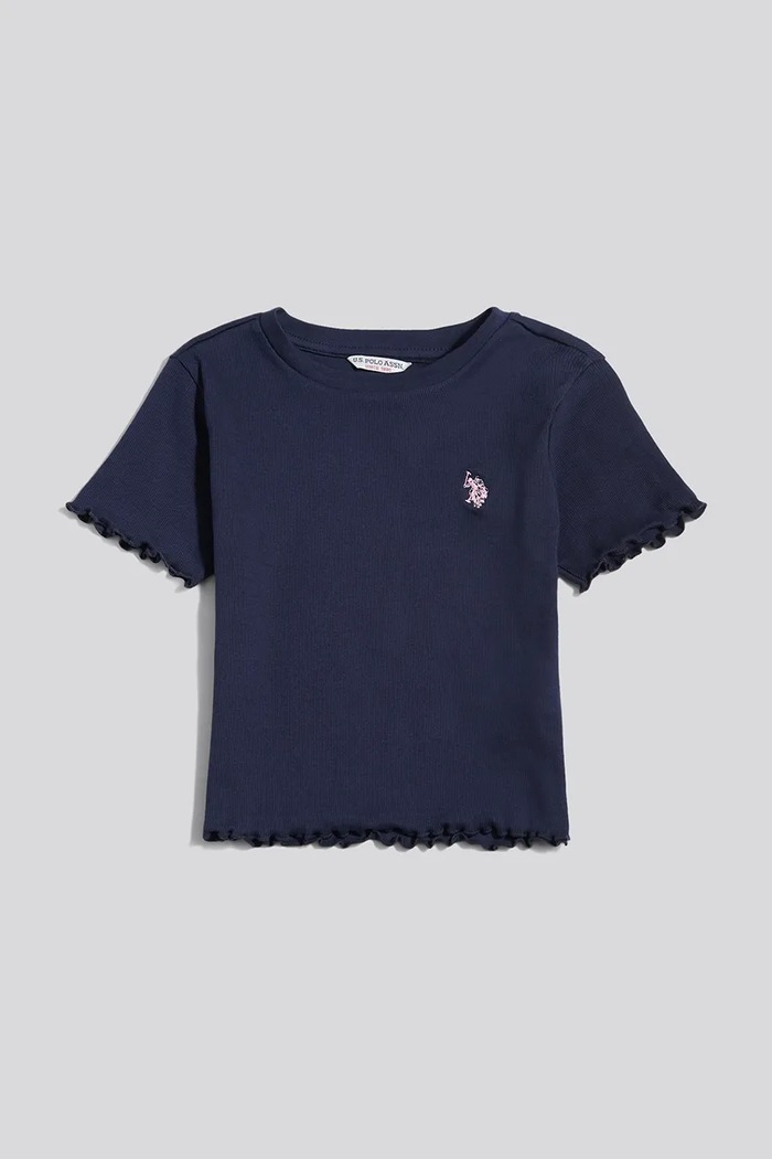 U.S. Polo Assn. T-shirt dziecięcy bawełniany z elastanem USG2119.L68 granatowy AW26