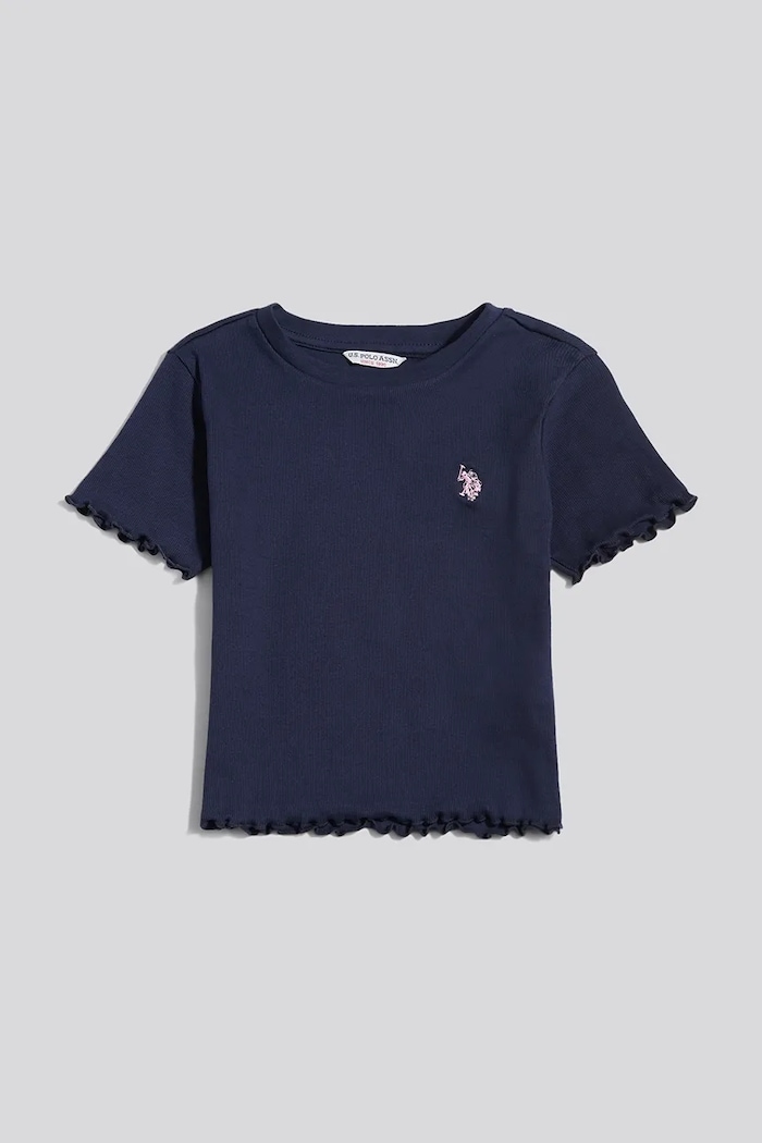U.S. Polo Assn. T-shirt dziecięcy bawełniany z elastanem USG2119.L68 granatowy AW26