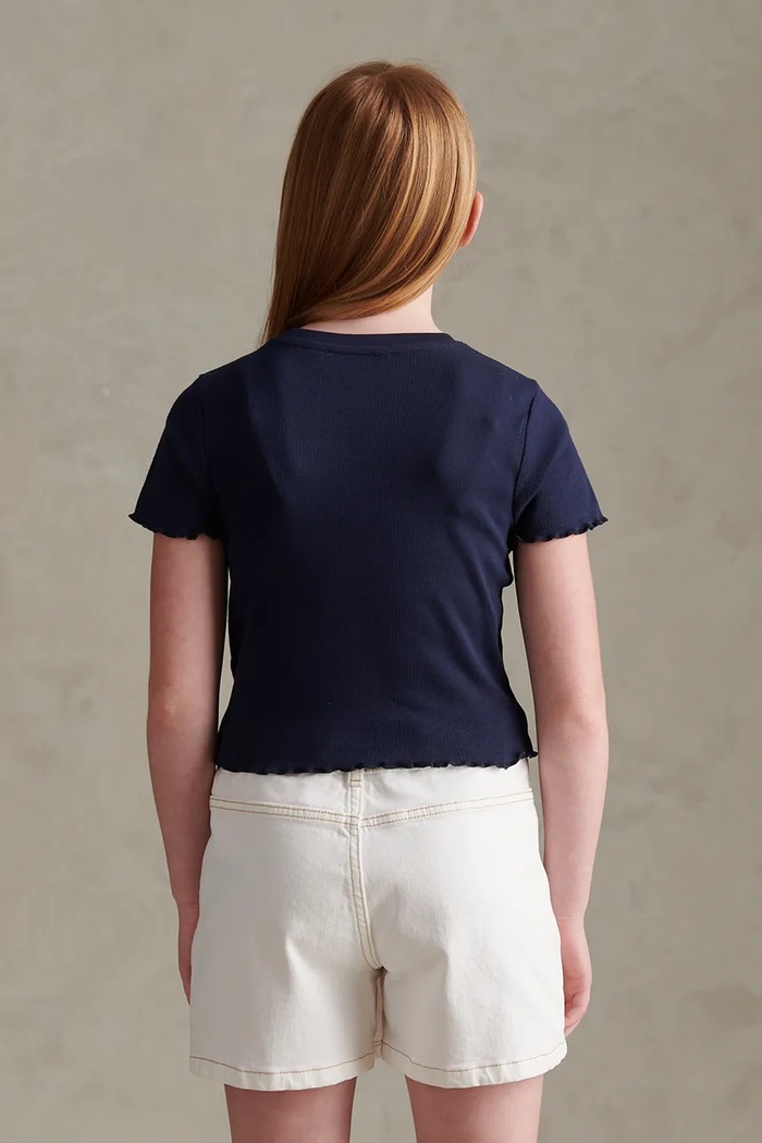 T-shirt dziecięcy bawełniany z elastanem U.S. Polo Assn. USG2119.L68 granatowy
