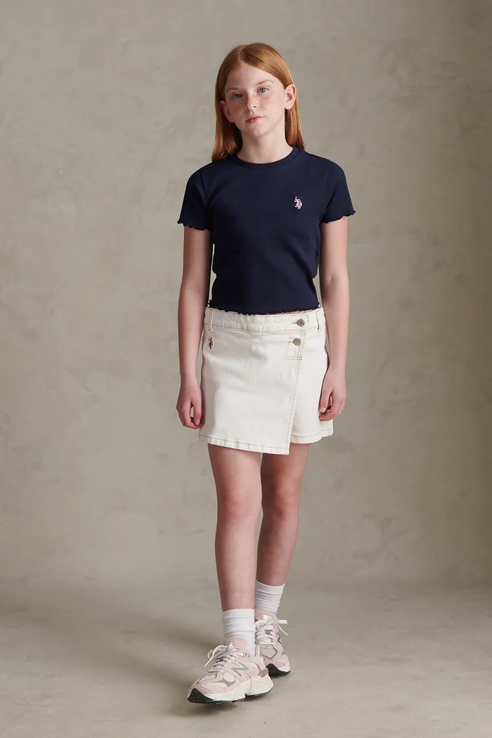 T-shirt dziecięcy bawełniany z elastanem U.S. Polo Assn. granatowy USG2119.L68