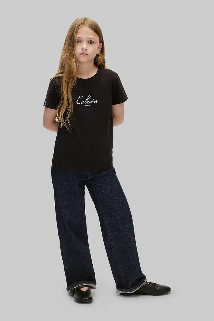 Dziewczynka Calvin Klein Jeans T-shirt dziecięcy bawełniany LVCKFJA19G.9BY2 czarny