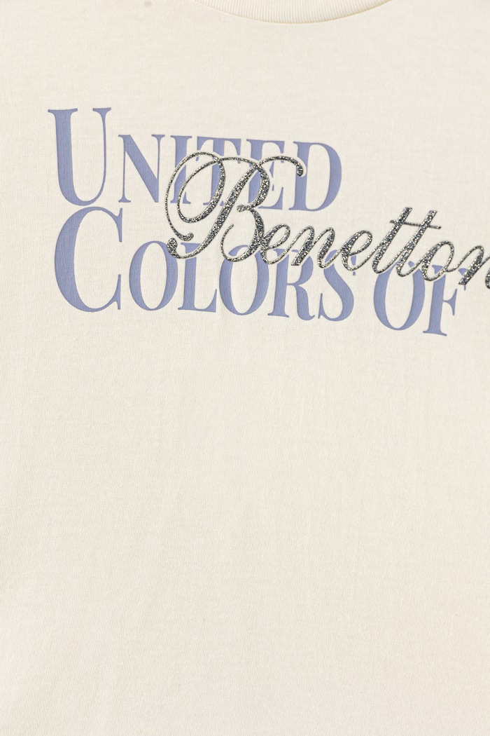 Deklice United Colors of Benetton Kratka majica otroška bombažna 3I1XC10U9.G.Seasonal bež