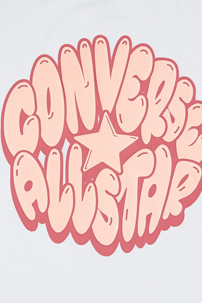 Dziewczynka Converse T-shirt dziecięcy z bawełną 4CJ018 biały