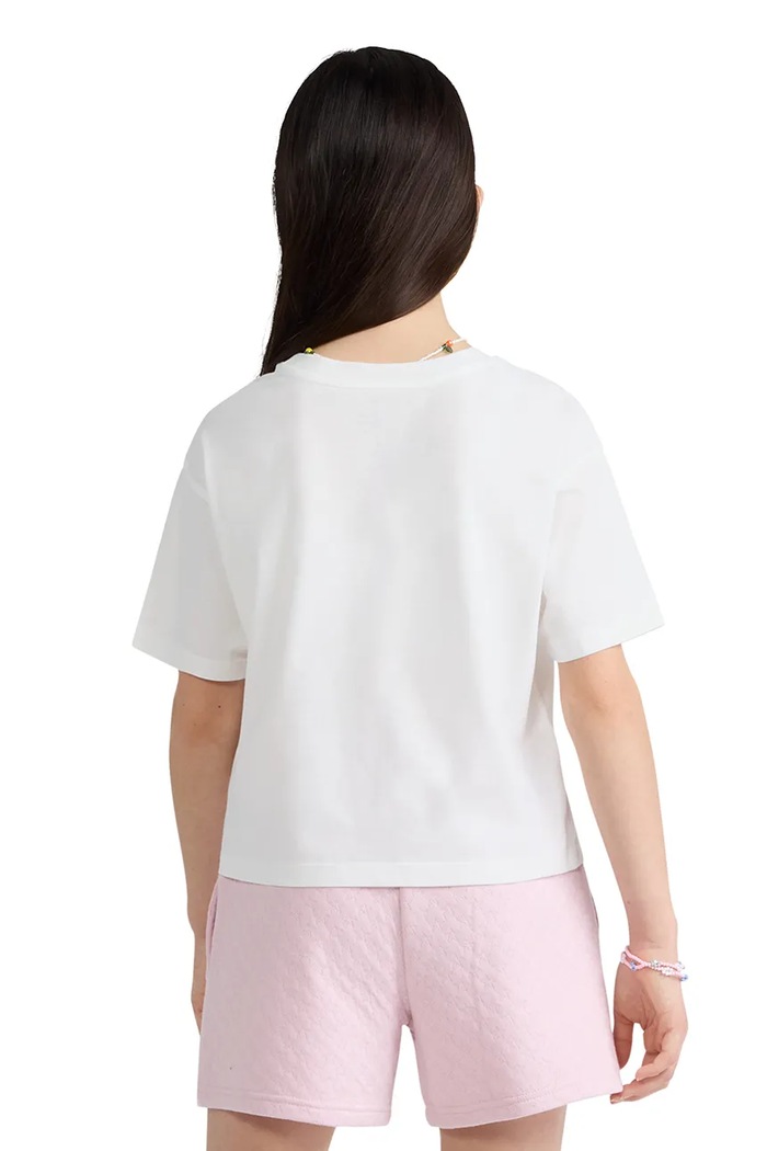 T-shirt dziecięcy z bawełną Converse biały 4CG896.9BY2