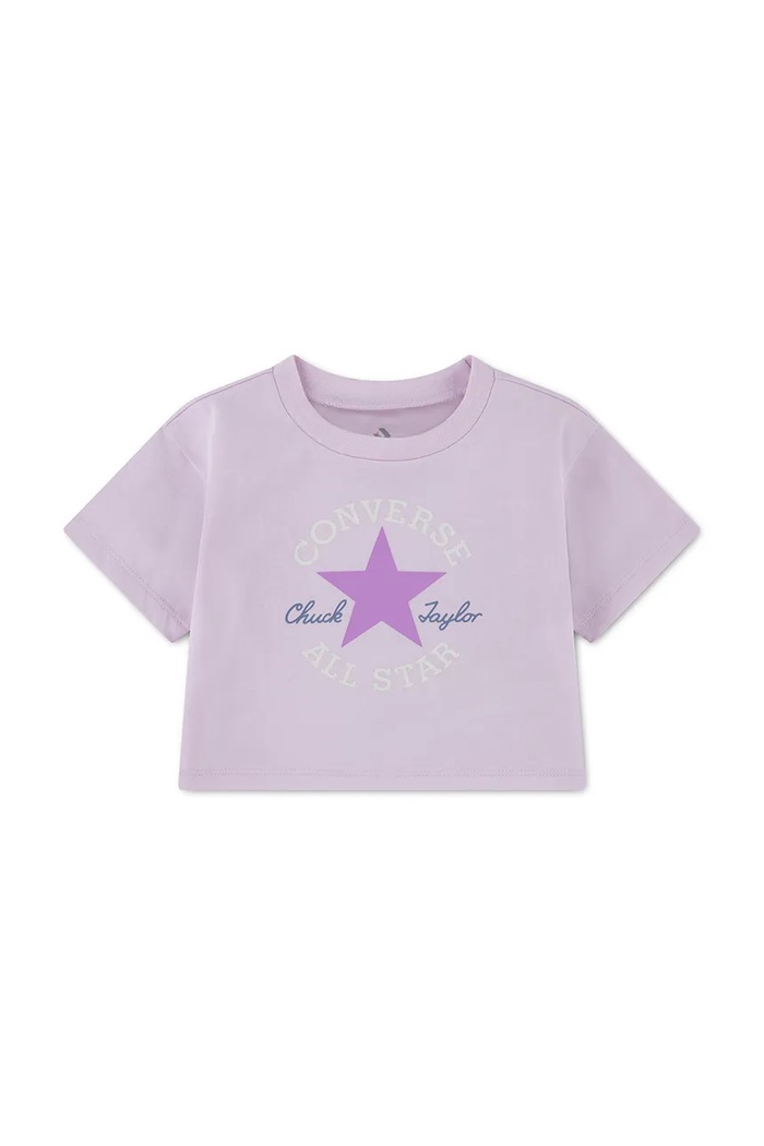 Converse T-shirt dziecięcy z bawełną fioletowy 4CG896.9BY2