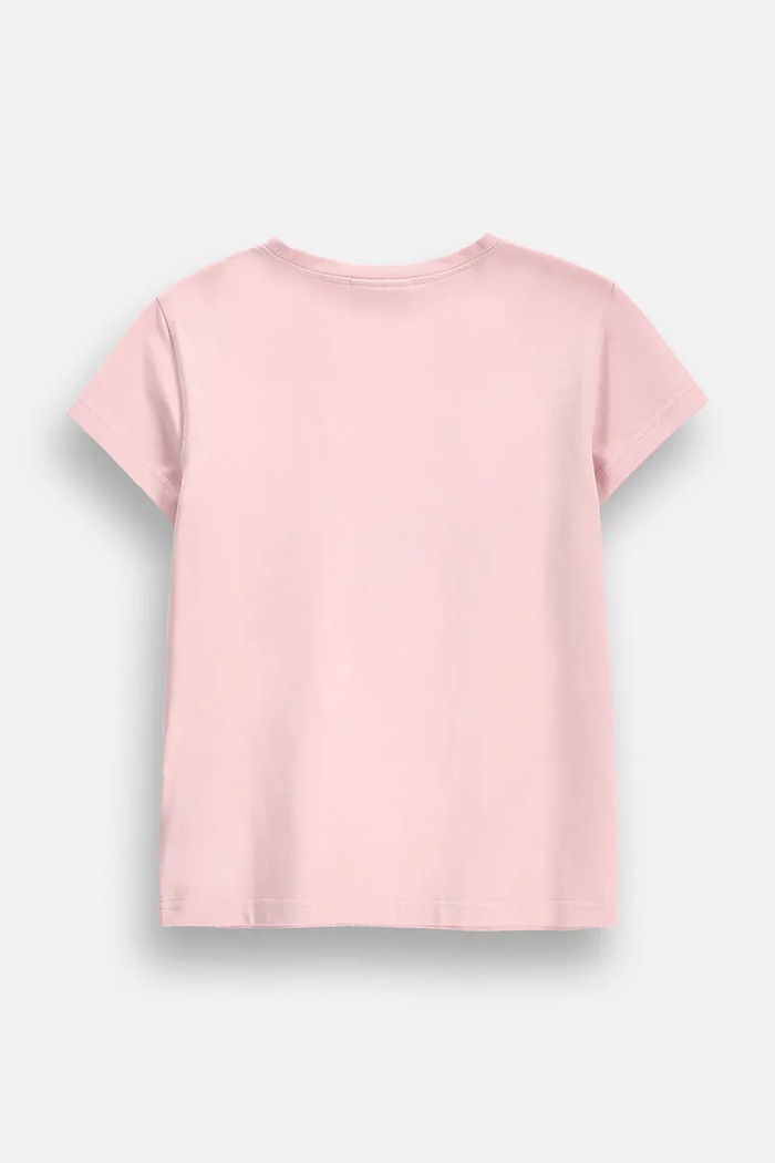 Coccodrillo T-shirt dziecięcy bawełniany z elastanem ZC6143203FGK różowy AW26