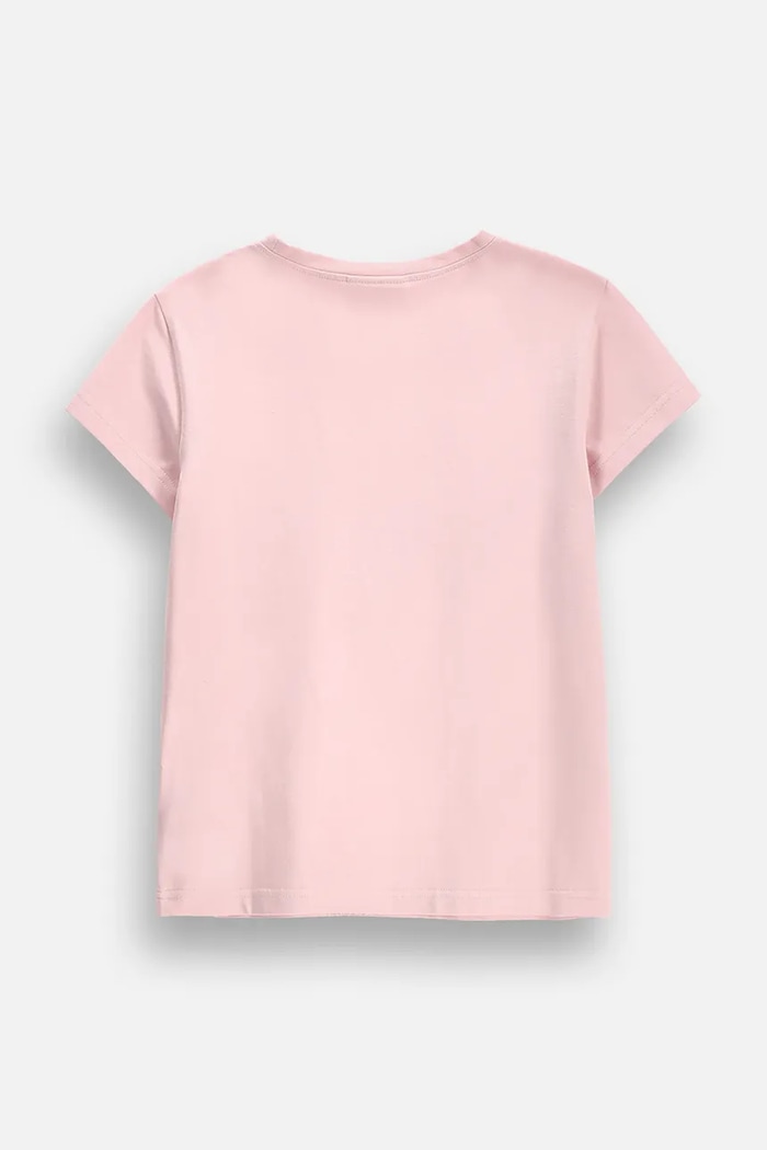 Coccodrillo T-shirt dziecięcy bawełniany z elastanem ZC6143203FGK różowy AW26