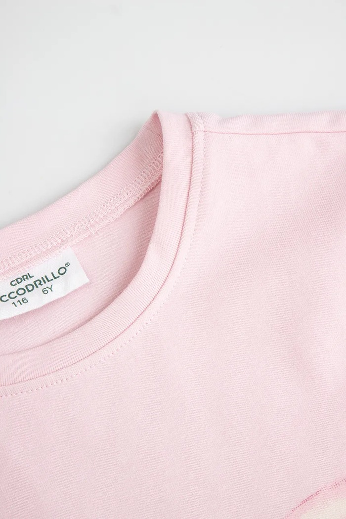 Dziewczynka Coccodrillo T-shirt dziecięcy bawełniany z elastanem ZC6143203FGK różowy