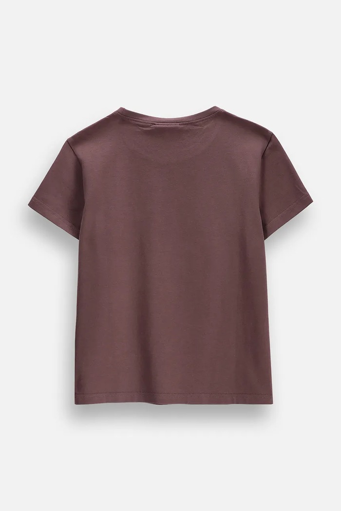 Coccodrillo T-shirt παιδικό βαμβακερό με ελαστάν ZC6143230VGA καφέ AW26
