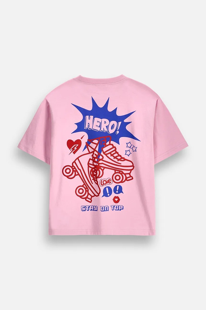 Coccodrillo T-shirt dziecięcy bawełniany ZC6143202SGJ różowy AW26