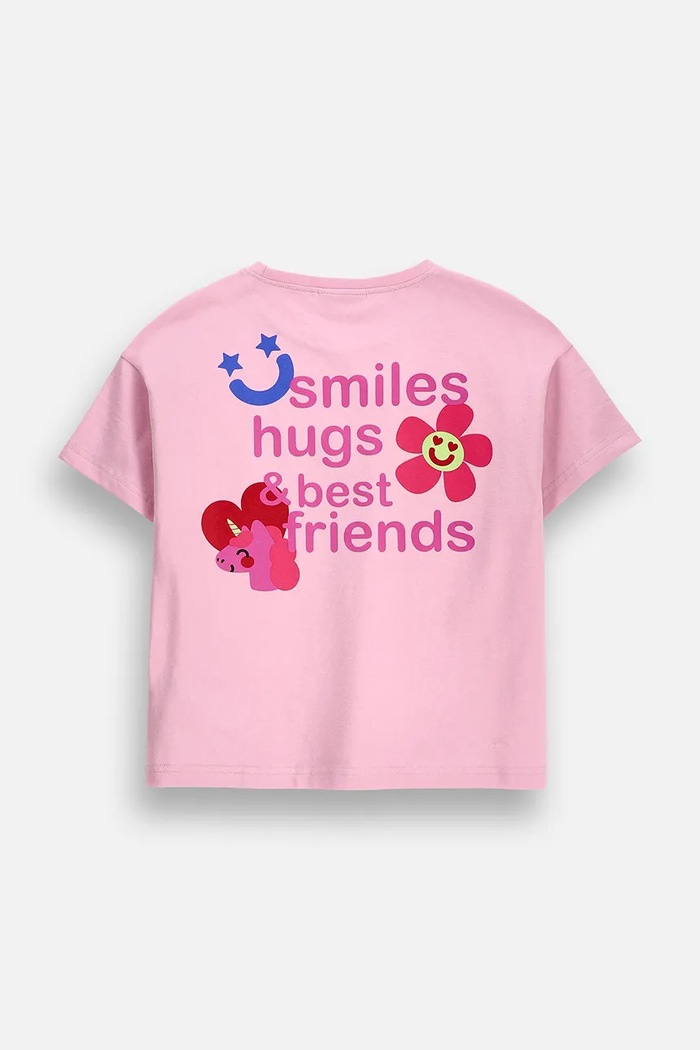 Coccodrillo T-shirt dziecięcy bawełniany ZC6143202SGK różowy AW26