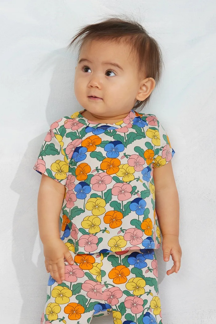 Mini Rodini T-shirt dziecięcy bawełniany z elastanem Violas multicolor 26720125