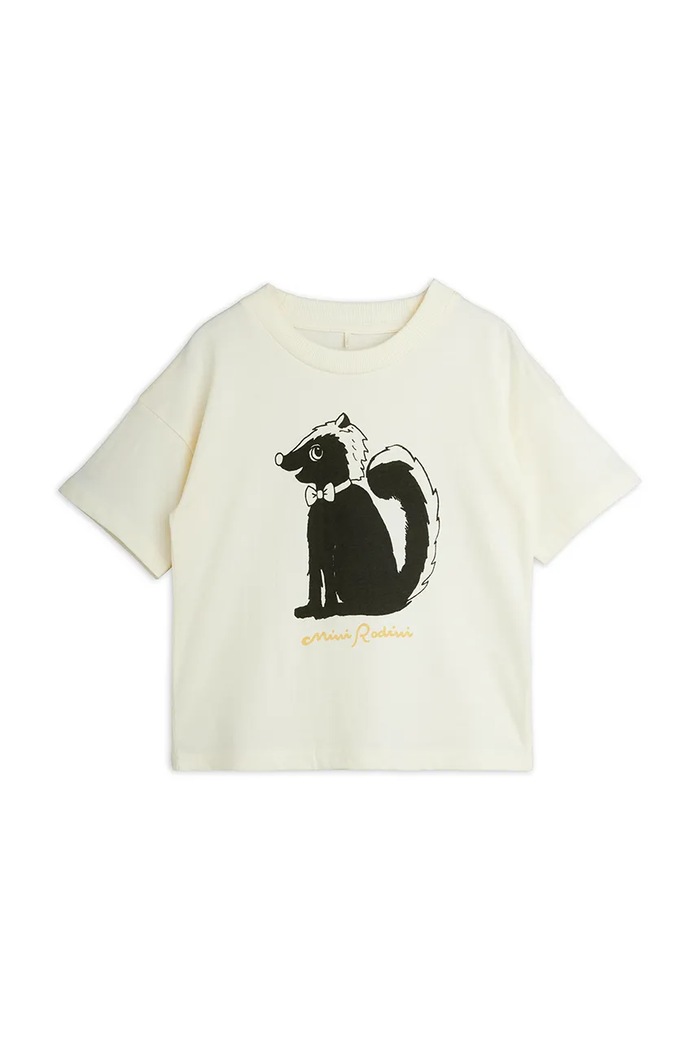 Mini Rodini T-shirt dziecięcy bawełniany Skunk biały 26720112