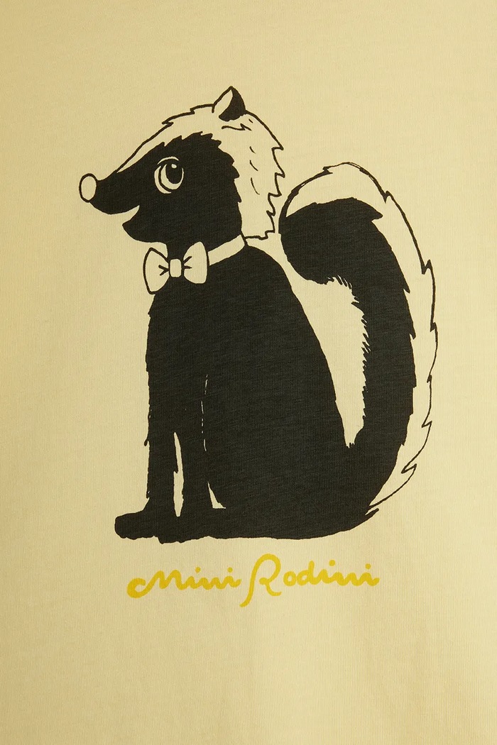 Dziewczynka Mini Rodini T-shirt dziecięcy bawełniany Skunk 26720112 żółty