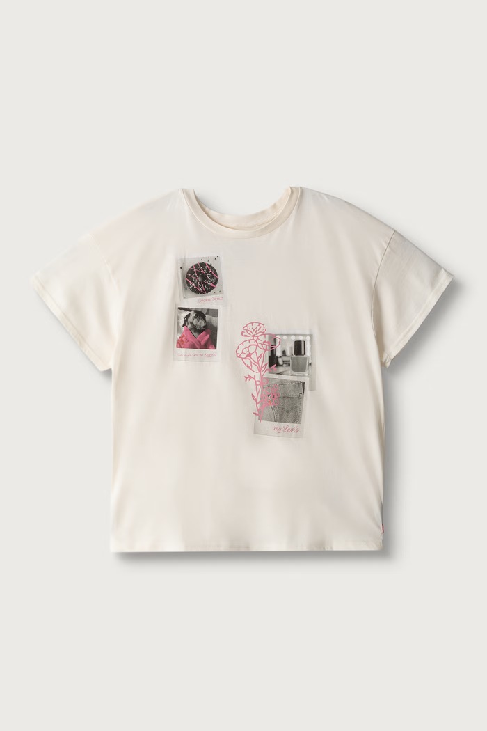 Levi's T-shirt dziecięcy POLAROID OVERSIZED SS TEE beżowy 4ER536