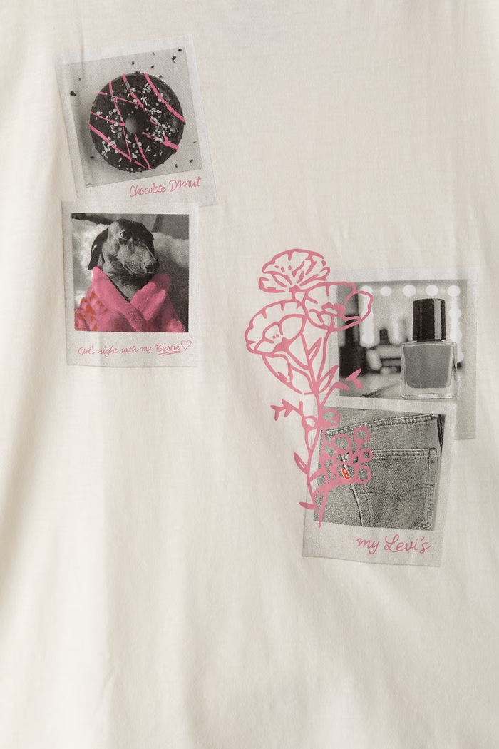 Dziewczynka Levi's T-shirt dziecięcy POLAROID OVERSIZED SS TEE 4ER536 beżowy