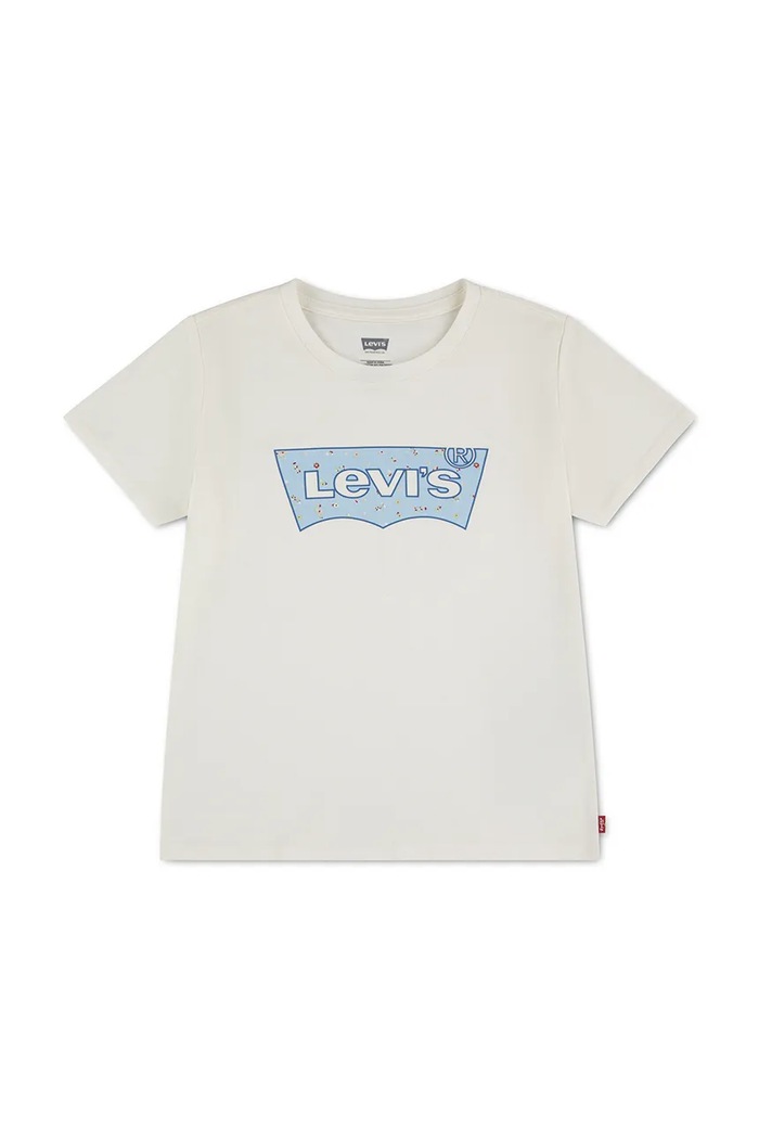 Levi's T-shirt dziecięcy z bawełną BATWING SEASONAL FILL TEE biały 4ER403
