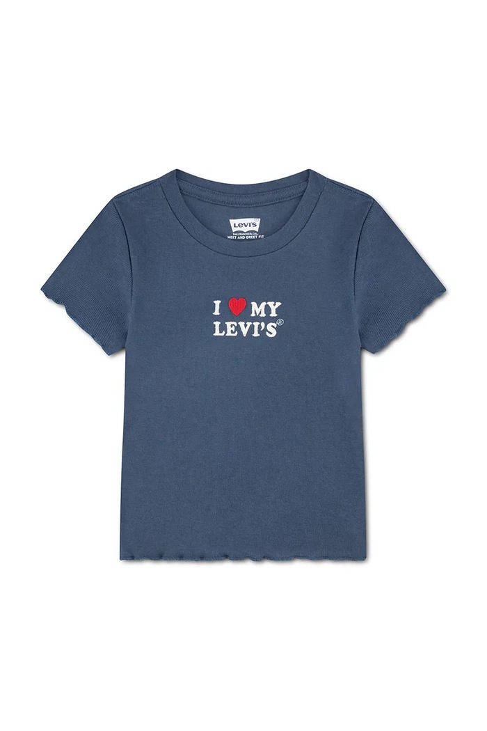 Levi's T-shirt dziecięcy z bawełną I HEART MY LEVIS TOP granatowy 4ER400