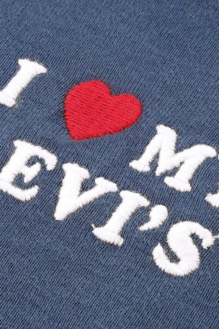 Dziewczynka Levi's T-shirt dziecięcy z bawełną I HEART MY LEVIS TOP 4ER400 granatowy