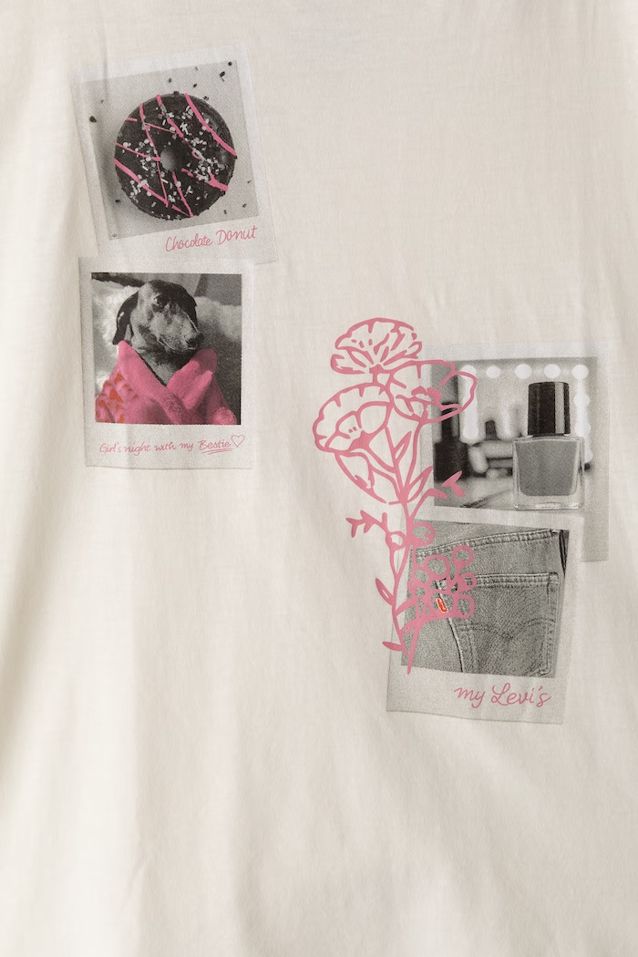 Dziewczynka Levi's T-shirt dziecięcy POLAROID OVERSIZED SS TEE 3ER536 beżowy