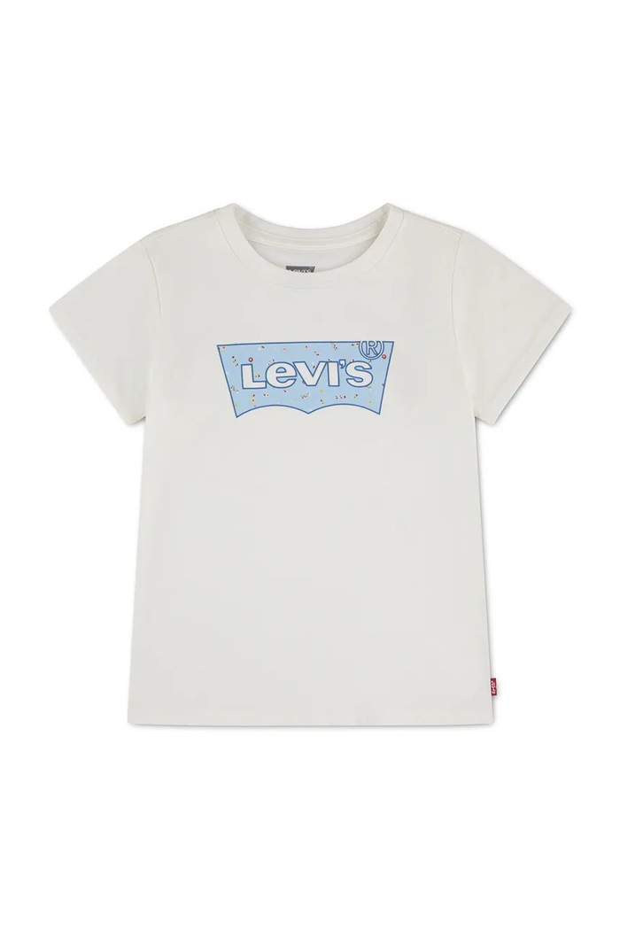 Levi's T-shirt dziecięcy z bawełną BATWING SEASONAL FILL TEE biały 3ER403
