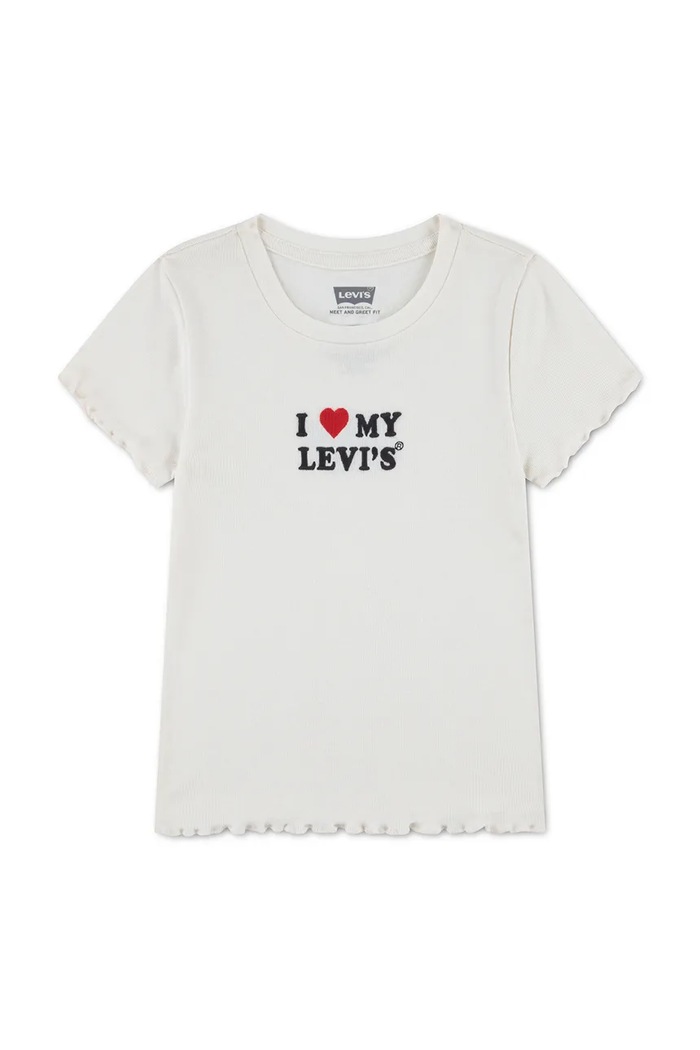 Levi's T-shirt dziecięcy z bawełną I HEART MY LEVIS TOP beżowy 3ER400