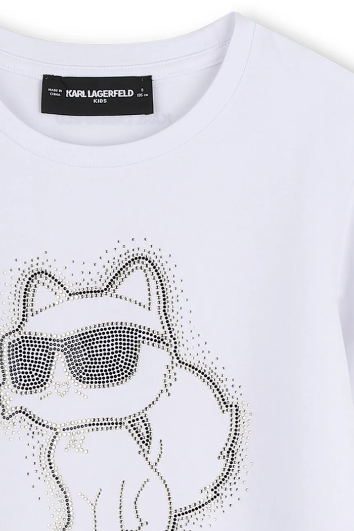 Deklice Karl Lagerfeld majica z dolgimi rokavi otroška z bombažem Z31463.114.150 bela