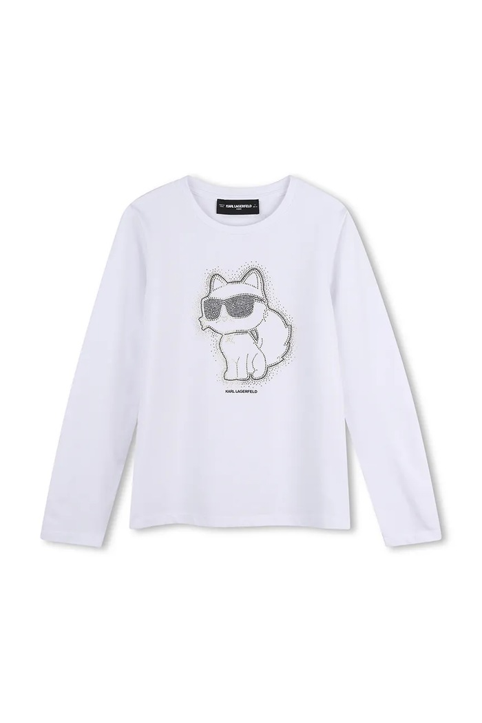 Karl Lagerfeld majica z dolgimi rokavi otroška z bombažem bela Z31463.156.162