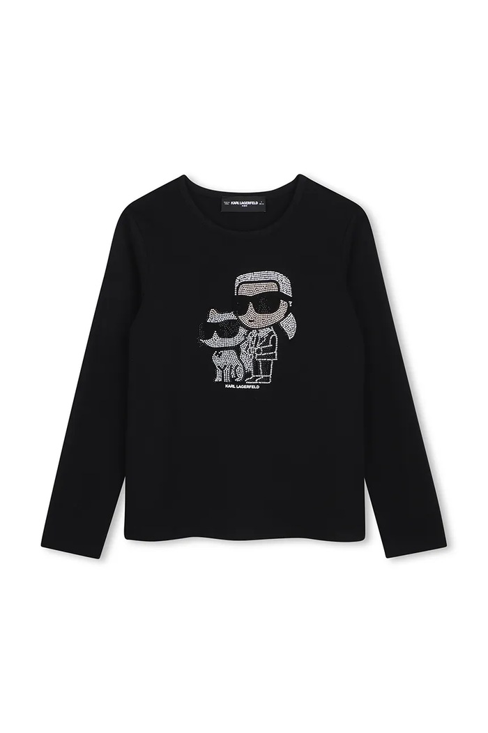 Karl Lagerfeld longsleeve dziecięcy z bawełną czarny Z31463.156.162