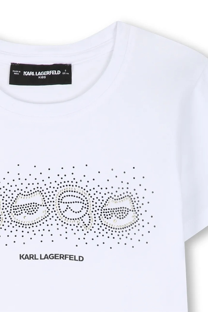 Deklice Karl Lagerfeld Kratka majica otroška z bombažem Z31315.86.108 bela