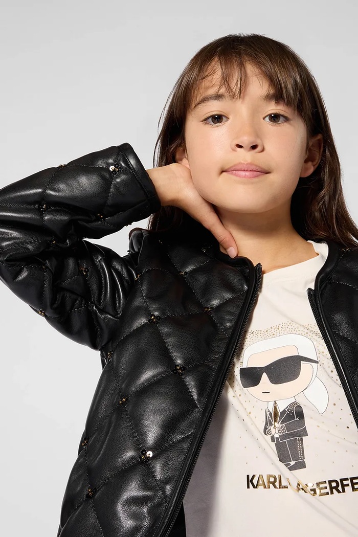 Тениска за деца от памук Karl Lagerfeld Z31308.156.162 бежов